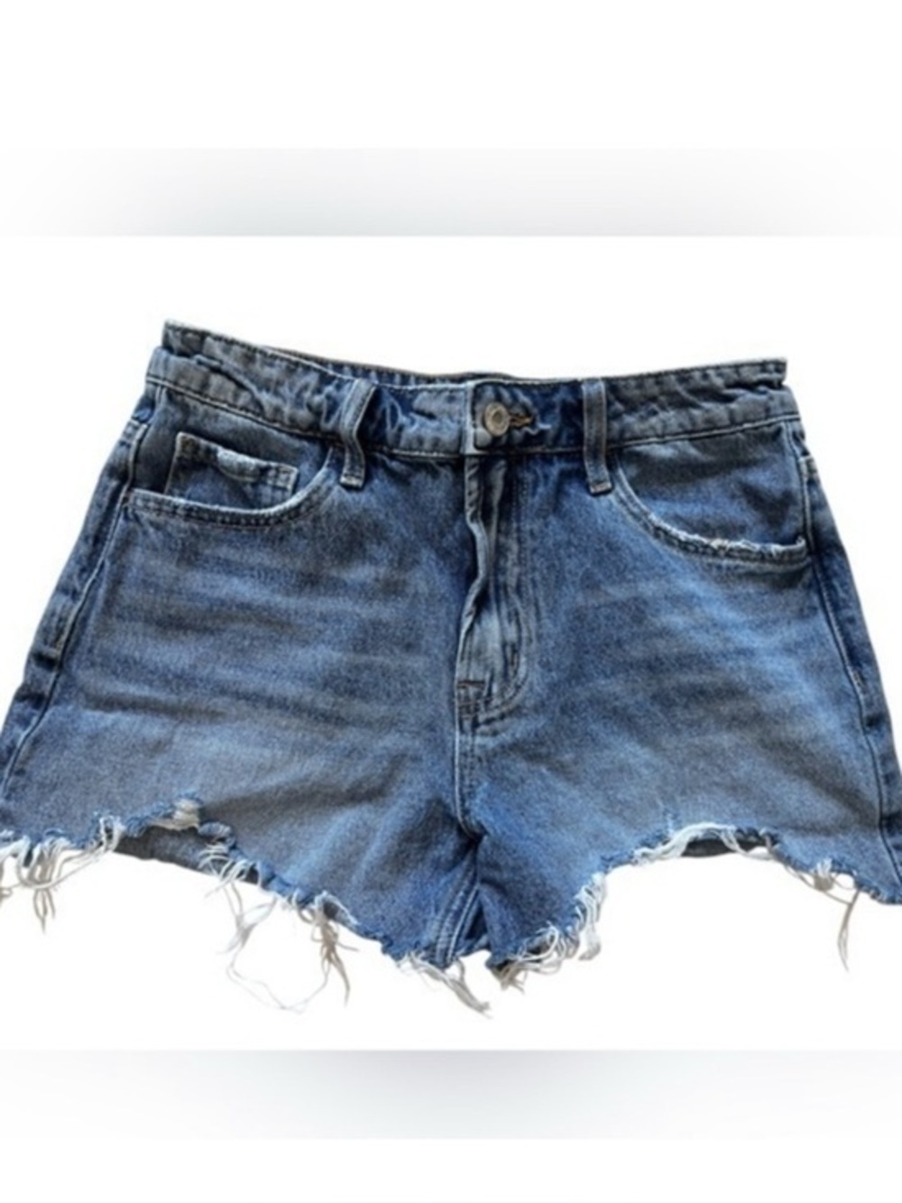 VERVET BY FLYING MONKEY Blue Jean Shorts Frayed Hem